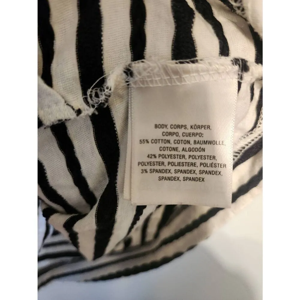 Anthropologie Maeve Black White Stripes Crop Tank Top Size S - Image 3