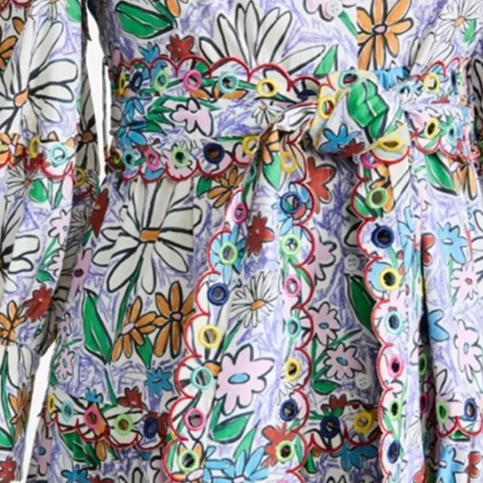 CELIA B Oliver Floral Scalopped Embroidered Midi Dress Size L White Size L - Image 3