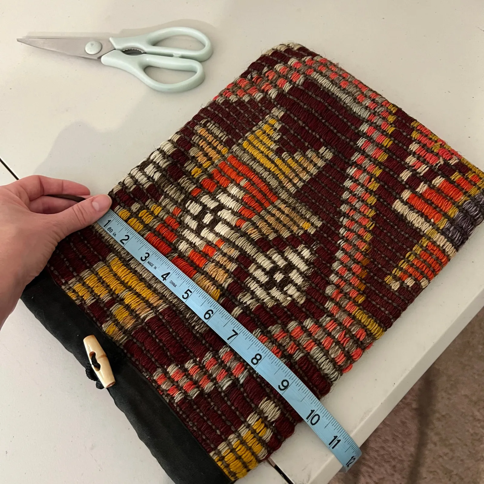 Indie Handmade Fabric Woven Weaved Southwestern Small Crossbody Bag Black - Image 12