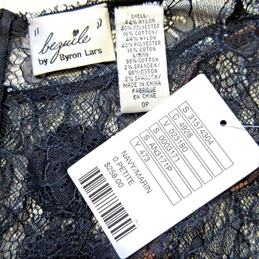 NWT Byron Lars Beauty Mark Carissima Sheath in Navy Blue Sheath Dress 0P - Image 3