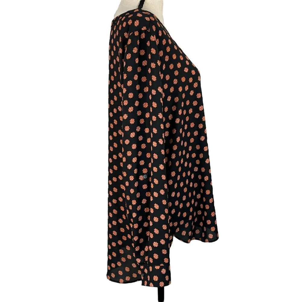 Ann Taylor LOFT X-Large Top Hi-Low Long Roll-Tab Sleeve Lightweight Pocket Black - Image 4