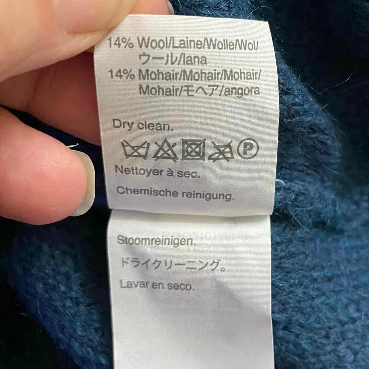 Point Sur J Crew Size XL Pointelle Knit Sweater Wool Mohair Blue J6340 - Image 6