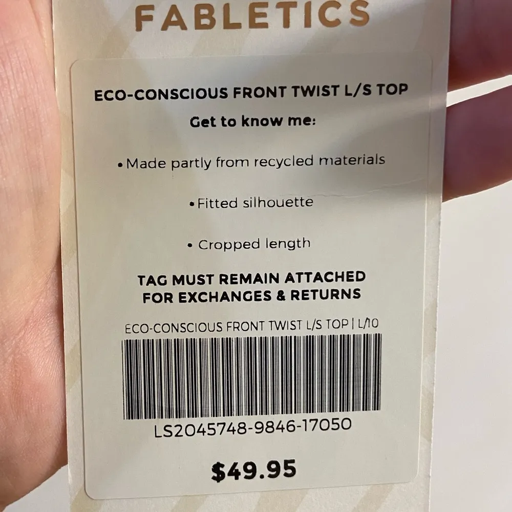 Fabletics twist front cropped top eco conscious fitted Large NWT $49.95 - Image 9
