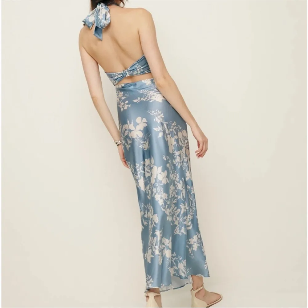 Reformation 100% silk Blue Floral Dress NEW - Image 2