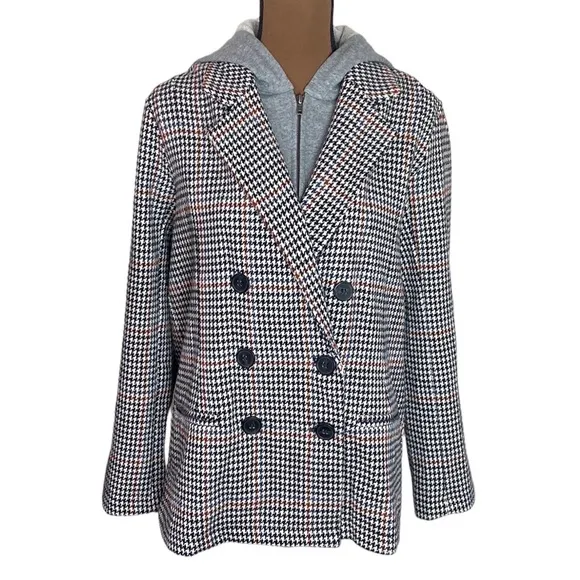 Mystree hooded layered houndstooth double breasted blazer size S - Image 17