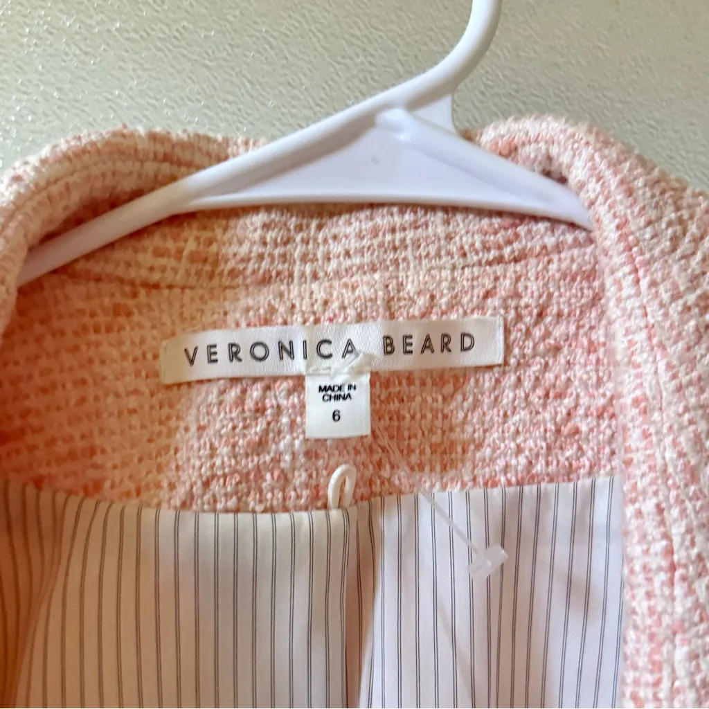 VERONICA BEARD Barton Tweed Dickey Jacket in Pink Sz 6 - Image 9
