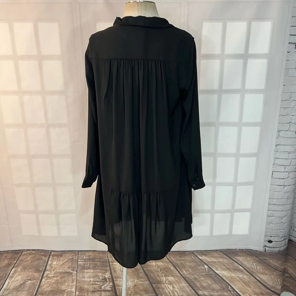 Banana Republic Black Long Sleeve Button-Down Dress Size 4 - Image 7