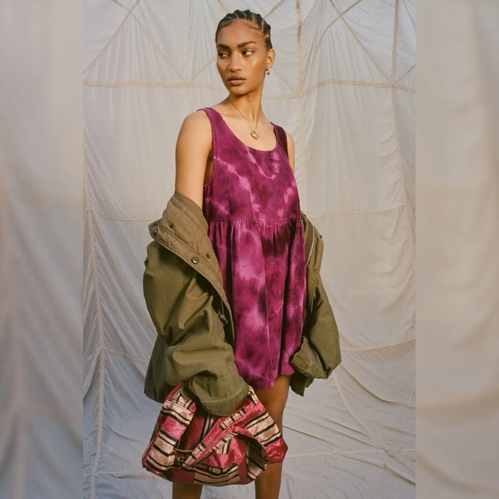 Urban Outfitters Kimchi Blue Tie-Dye Corduroy Babydoll Mini Dress‎ Small - Image 4