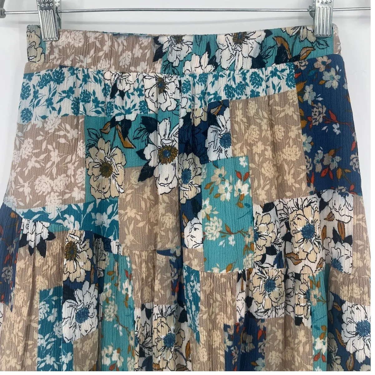 Pink Lily Patchwork Mini Skirt Sz S Boho Cottagecore Indie Festival Floral Flowy - Image 7