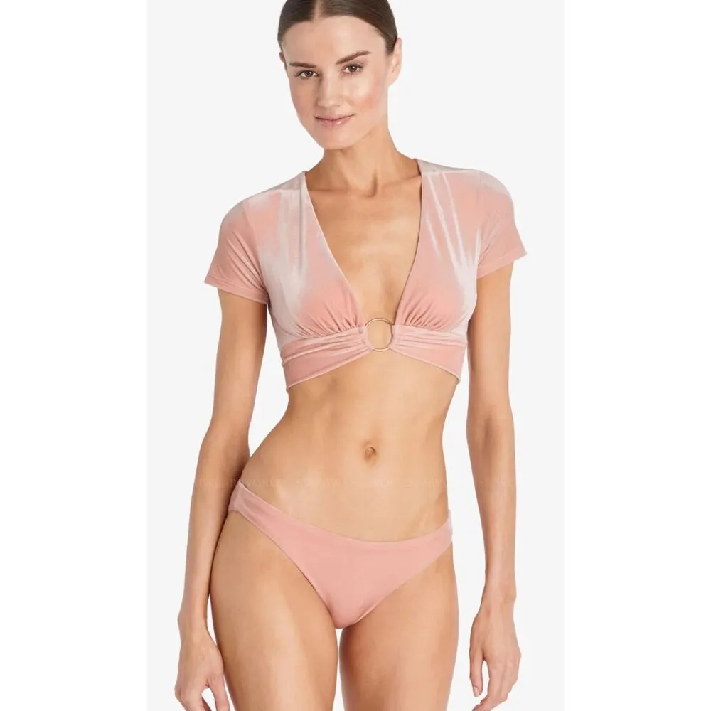 New. Robin Piccone blush stretchy velour bikini set. Small. Retails $189 - Image 3