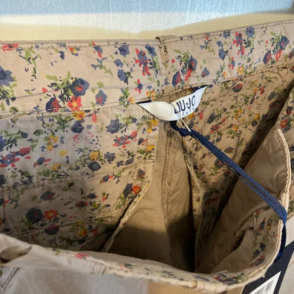 Liu Jo women's size 28 gem embellished cargo pocket zipper cropped trouser pants Brown - Image 10