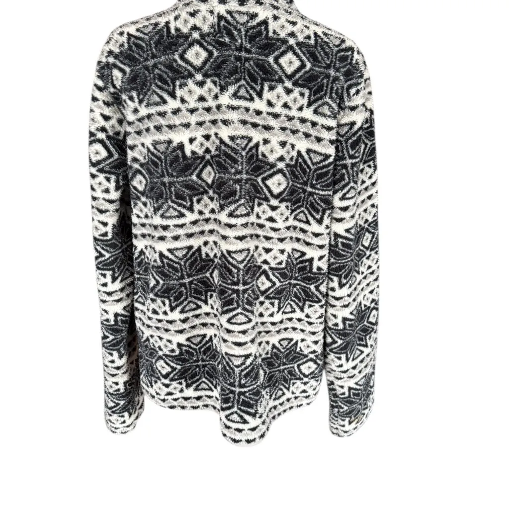 Prince & Fox black and white sherpa fleece aztec quarter zip jacket women's L - Image 4