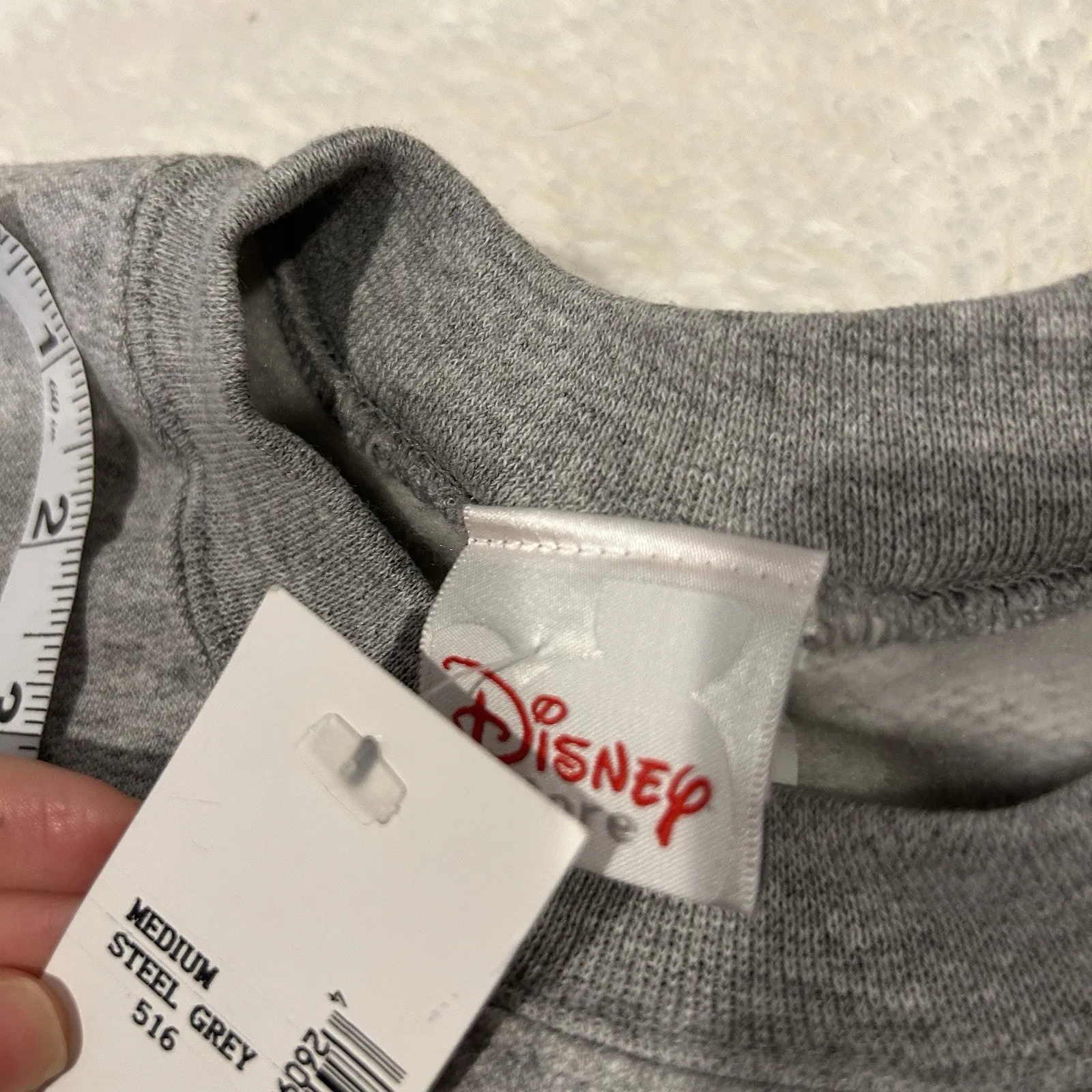 Disney Sweater Unisex‎ Sz M Pullover Mickey Mouse Grey Crew Neck - Image 8