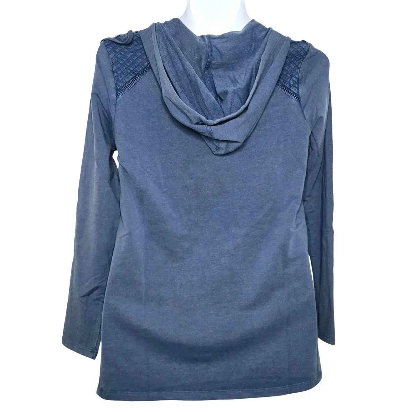 LOGO Life by Lori Goldstein French Terry Pullover Hoodie With Pintuck Size S NWT Blue - Image 3