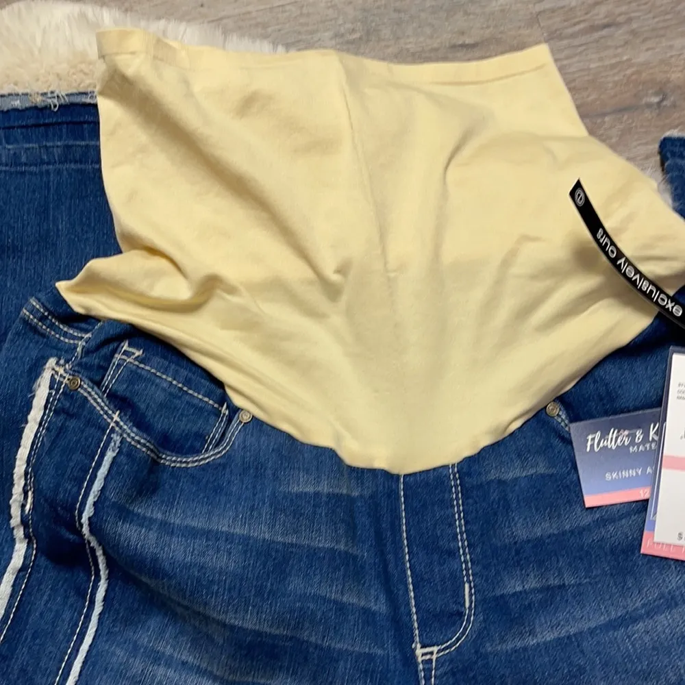 🦋4/$25 Maternity Skinny Ankle Jeans by Flutter & Kick Size 12 Blue - Image 7