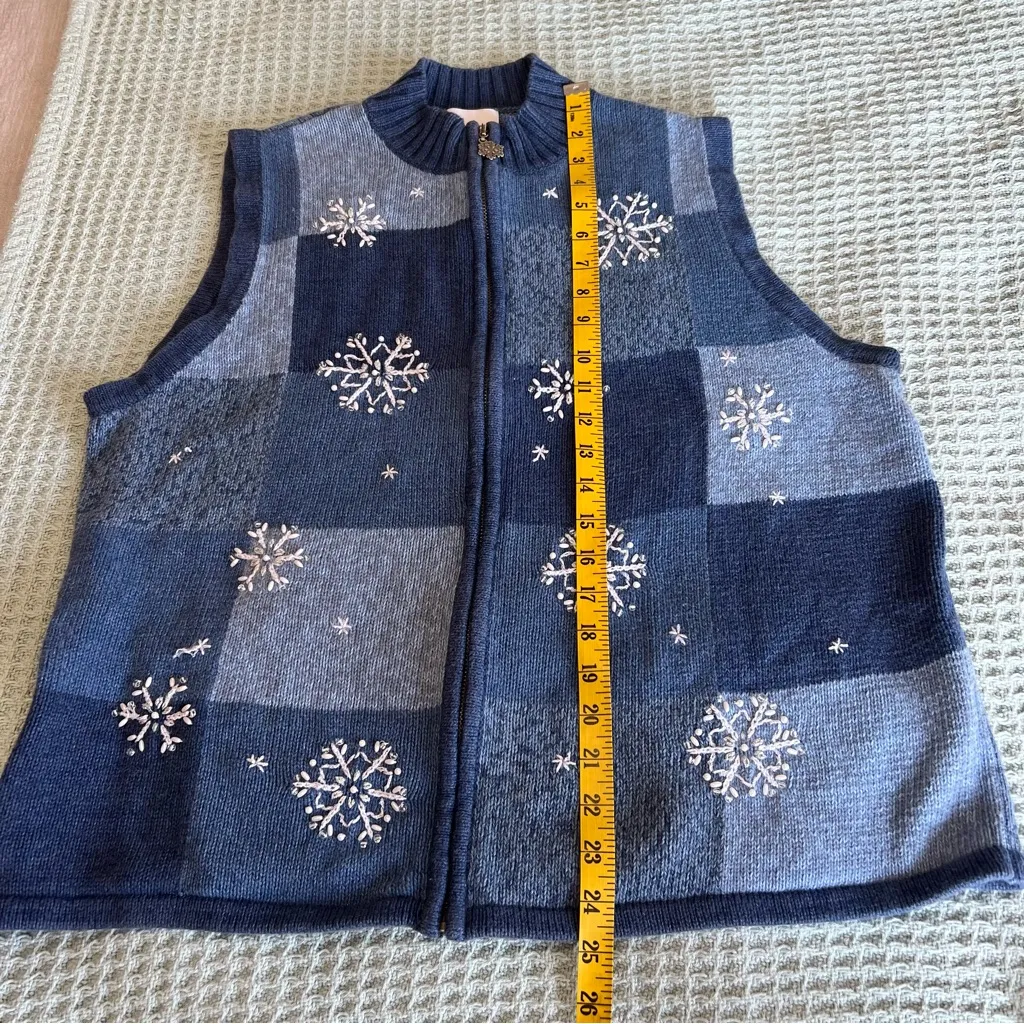 Breckenridge Ugly Christmas Sweater Vest Womens XL Extra Large Blue Grannycore - Image 9