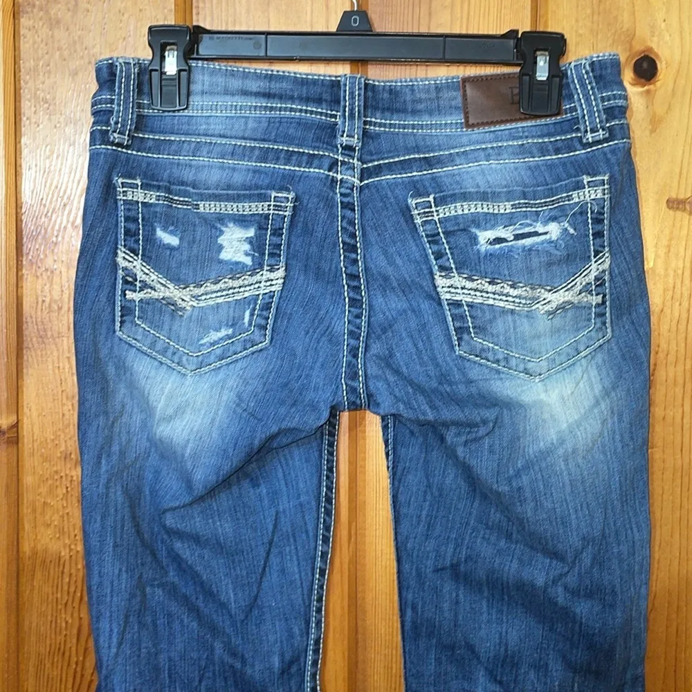 BKE denim Stella distressed jeans bootcut size 26x31 1/2 lighter western country - Image 7
