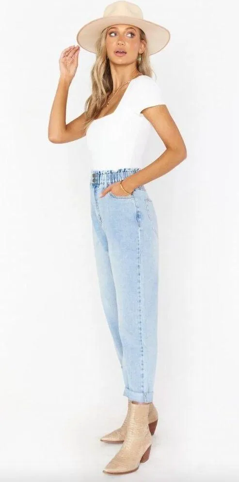 SHOW ME YOUR MUMU Emilia Elastic Waist Mom Jeans Blue Womens Size Medium - Image 4