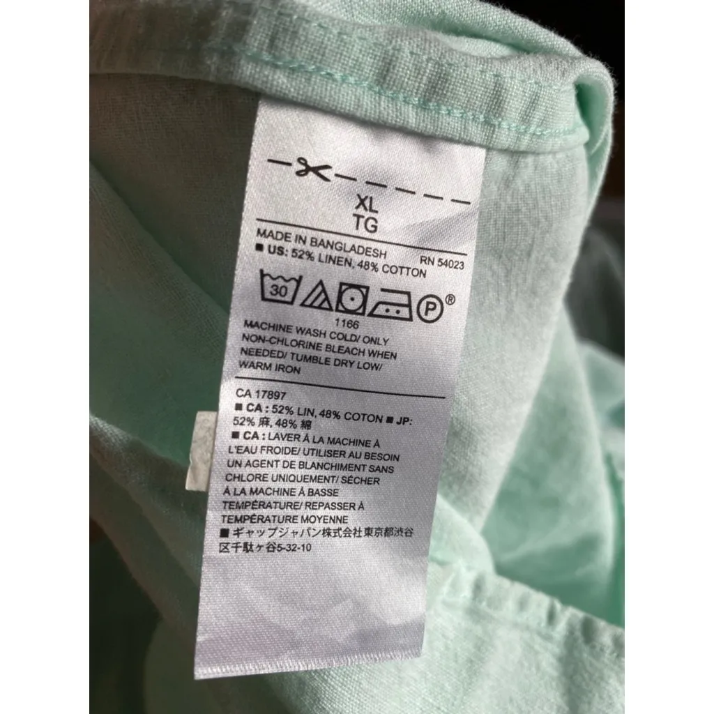 Banana Republic Mint Linen Button Up Slim Fit Shirt Quiet Luxury Natural Fiber - Image 6