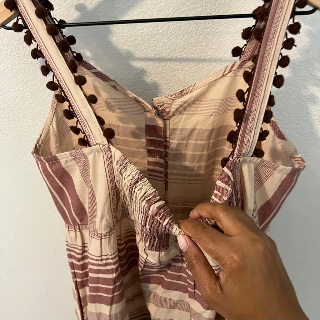 Indya Earthen Striped Cotton Button Down Maxi Dress Boho NWT Size M‎ Red Size M - Image 9