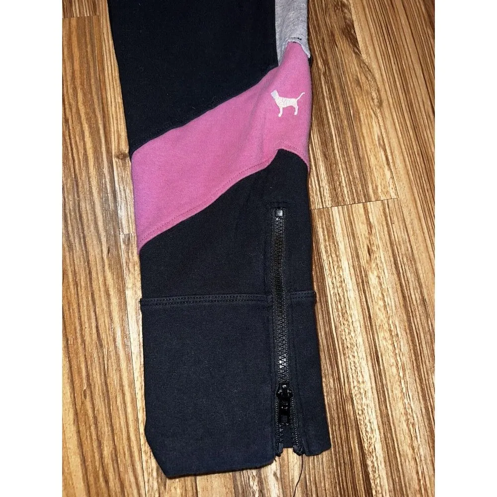 Victoria's Secret Pink Love Colorblock Zip Ankles Campus‎ Yoga Legging M Medium - Image 2