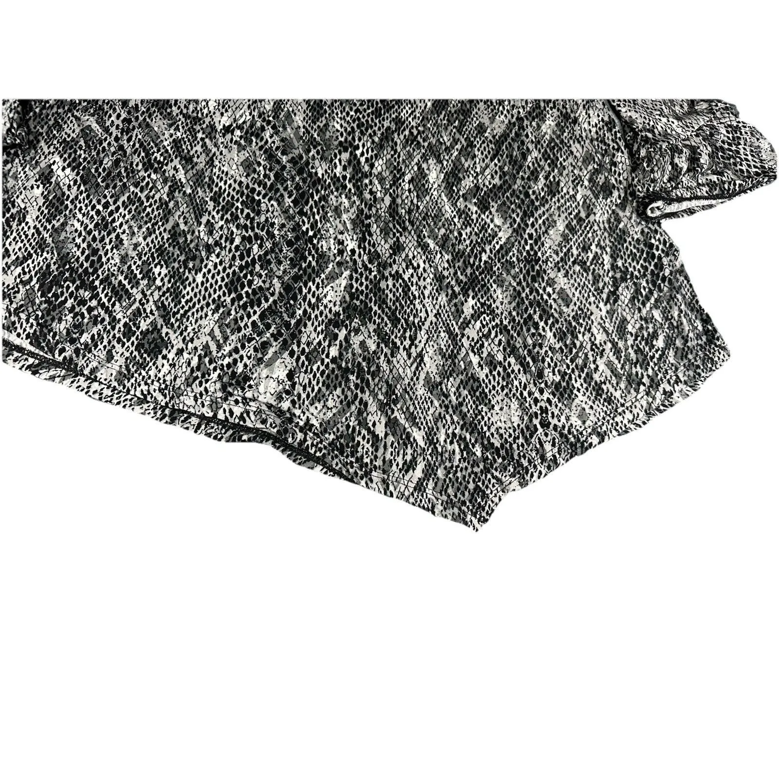Rafaella Black & Gray Snake Print Ruffle Cuff Stretch Top Size S - Image 4