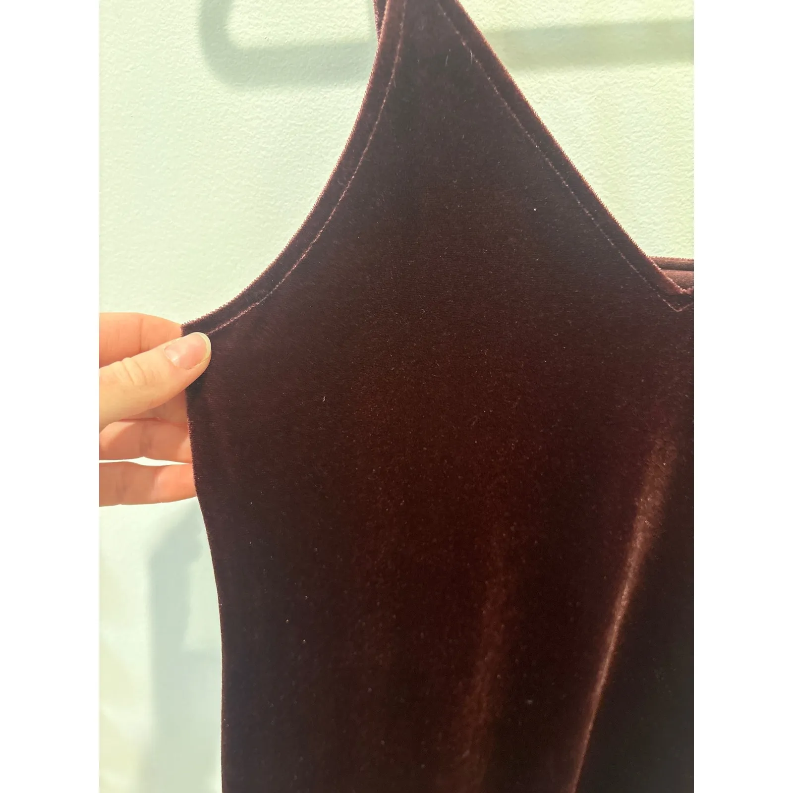 Uniqlo Velvet Slip Dress Burgundy Mini Spaghetti Strap Size S - Image 2