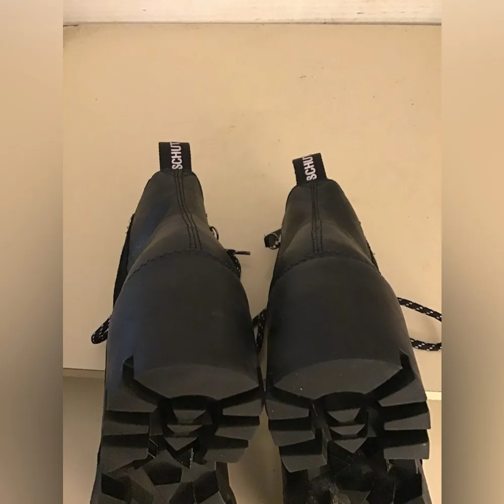 Schutz women black leather combat platform boots US 6.5 - Image 10