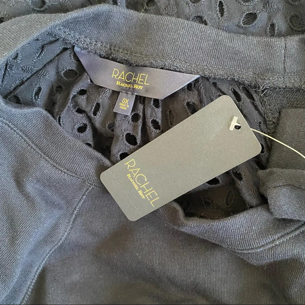 Rachel Rachel Roy Navy Eyelet Longsleeve Top 0X - Image 8