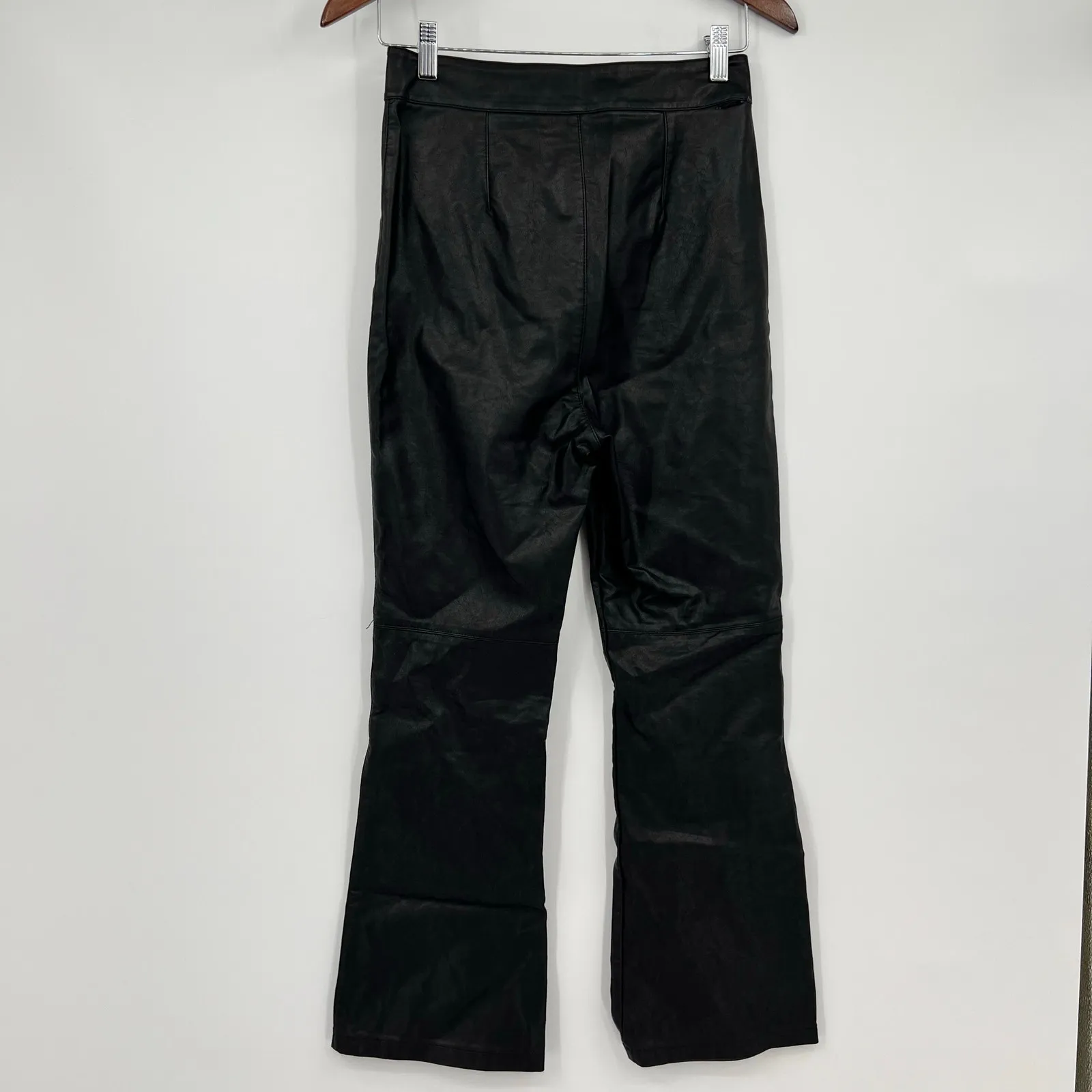 Free People we the free Sasha Croped Kick Flare Vegan Faux Leather Pants size 4 - Image 3