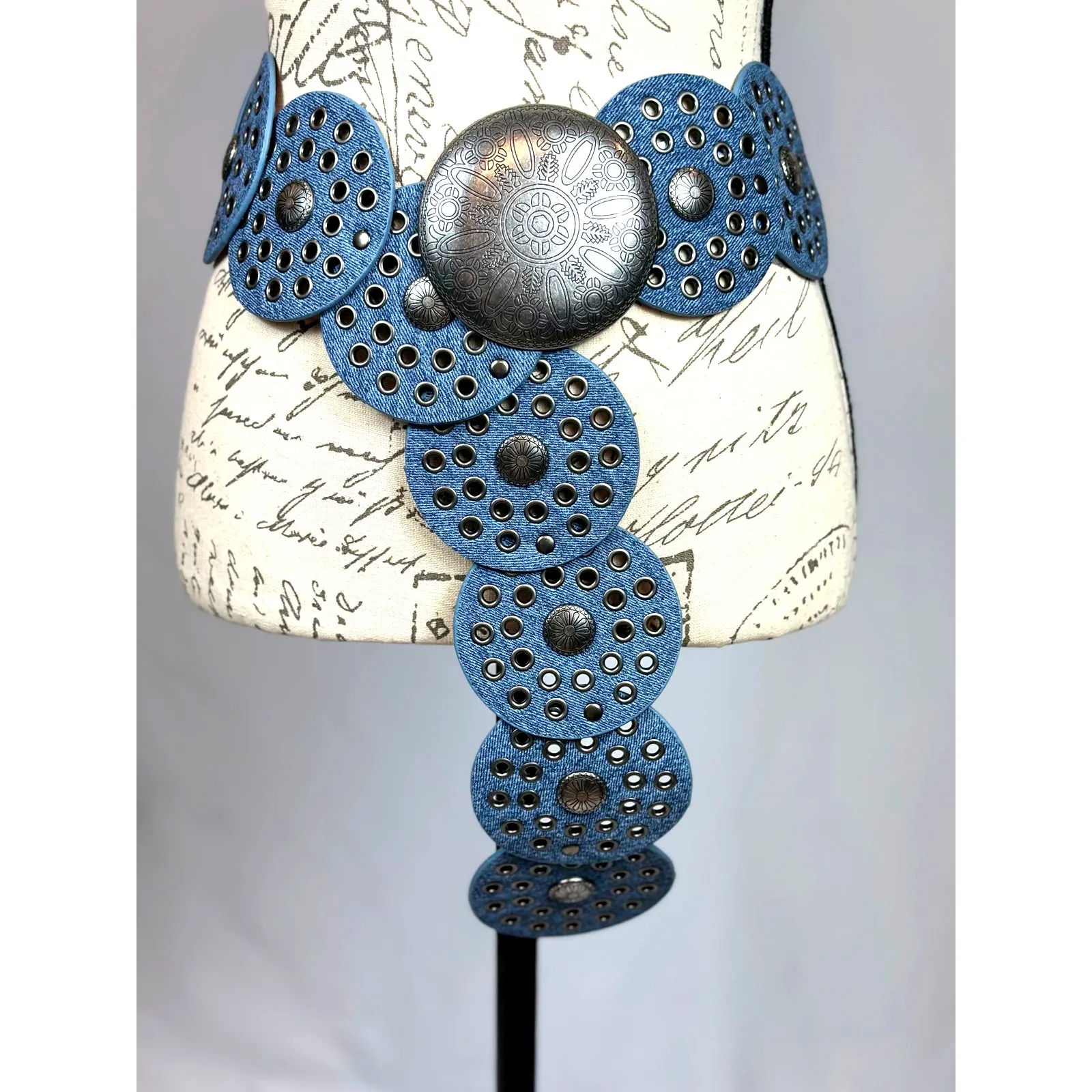 8 Other Reasons Montana Stallion Belt Studded Blue Denim 43" - Image 4