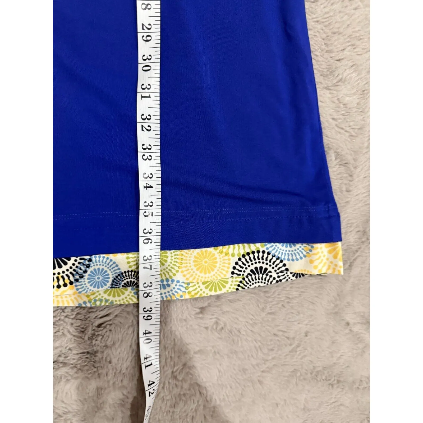 Talbots Women's‎ Petite Dress 1X Blue Sleeveless Floral Hem Trim Casual & Office - Image 7