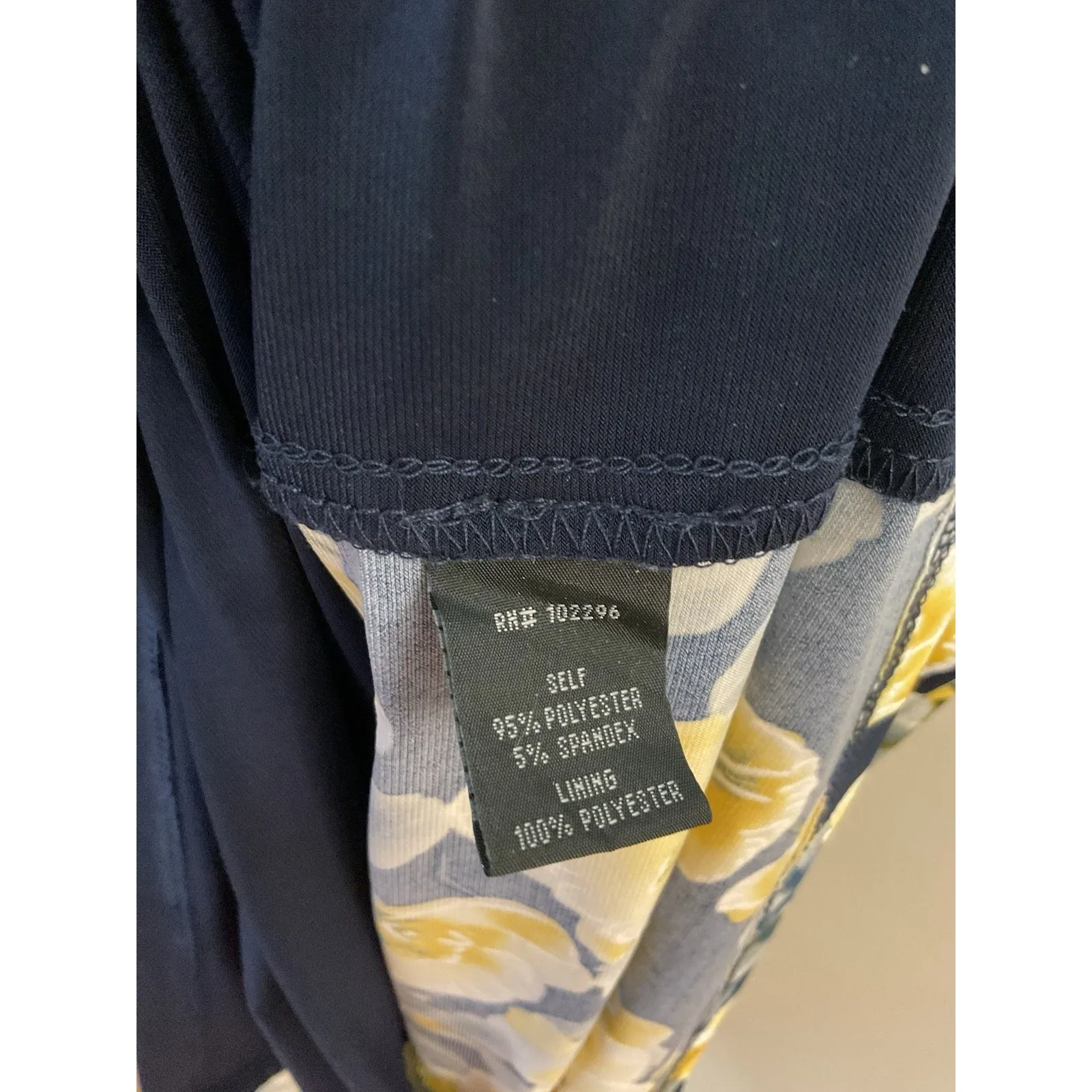 Connected Apparel Womens 10 Dress Navy Yellow Floral Knit Short‎ Sleeve - Image 6