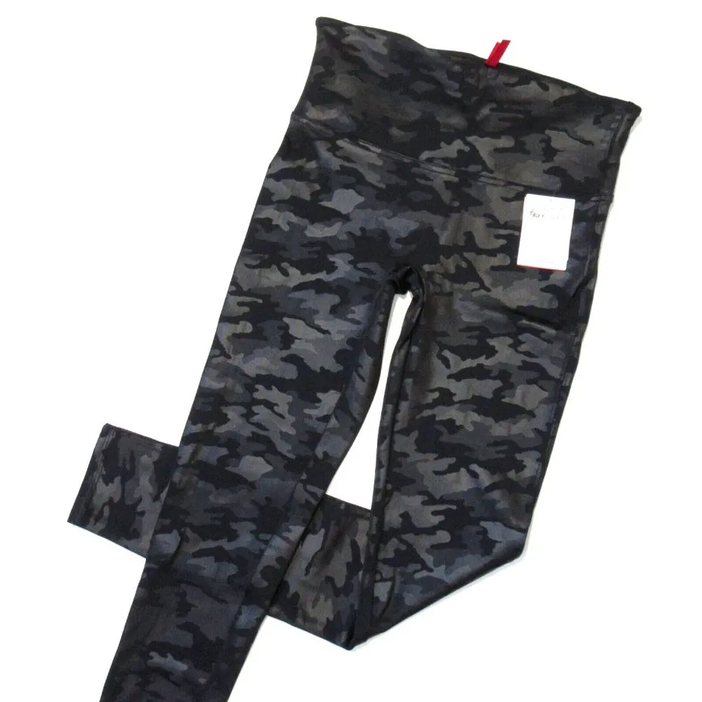 NWT SPANX 20185 Faux Leather Camo Leggings in Matte Black Camo XS - Image 2