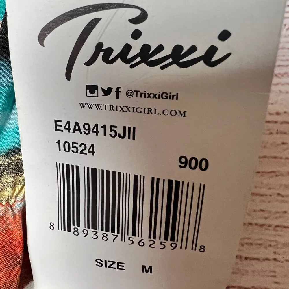 Trixxi Women's Maxi Flutter Multi-color Print Top Long Length Dress Sz M - Image 12