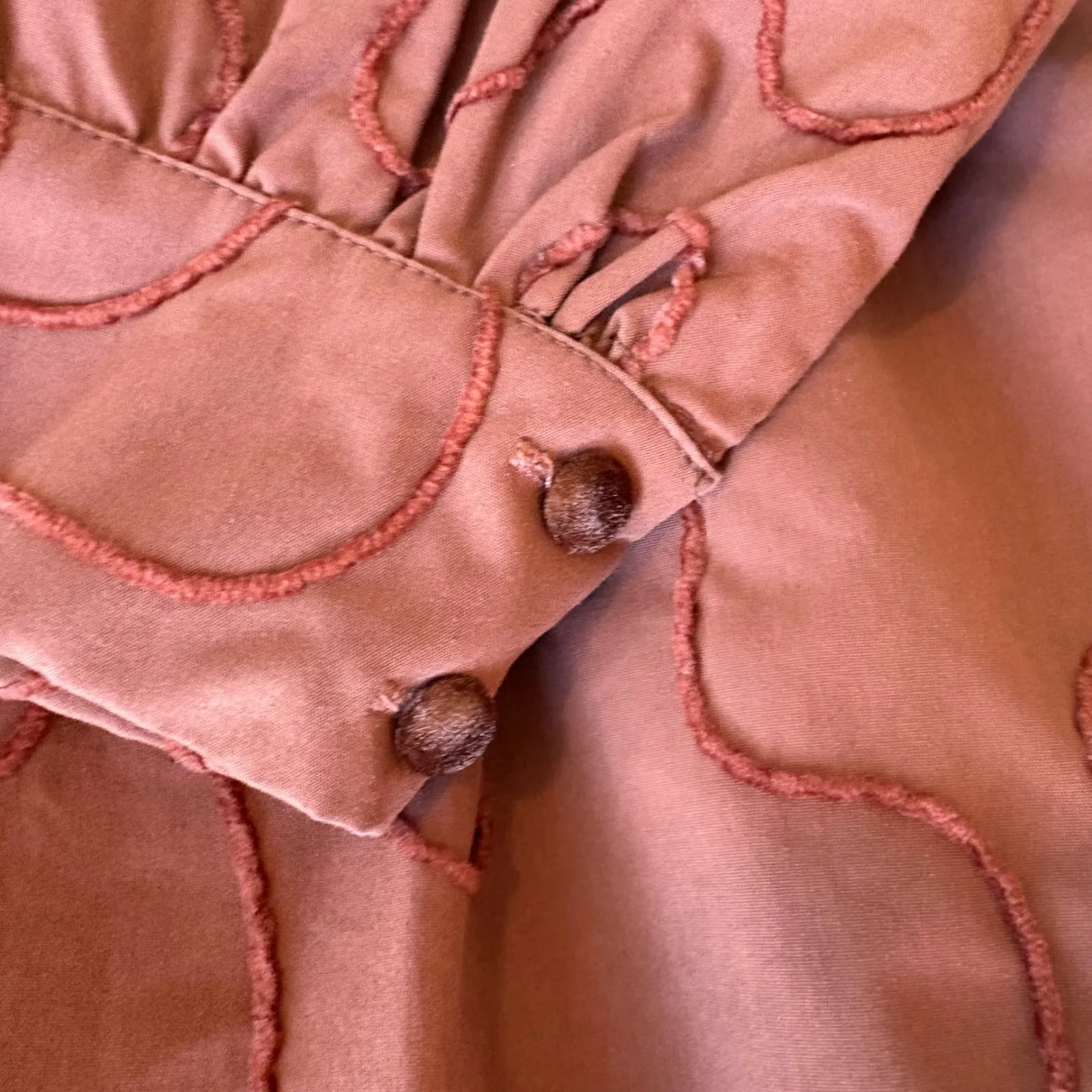 Mila Dress S Rust Brown Tiered Midi Long Sleeve Velvet Collar Embroidered Womens - Image 9