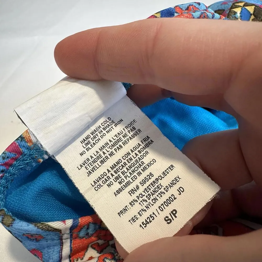 Lucky Brand Blue & Multi Color Boho Bikini Bottom Tie Sides Size S Small - Image 8