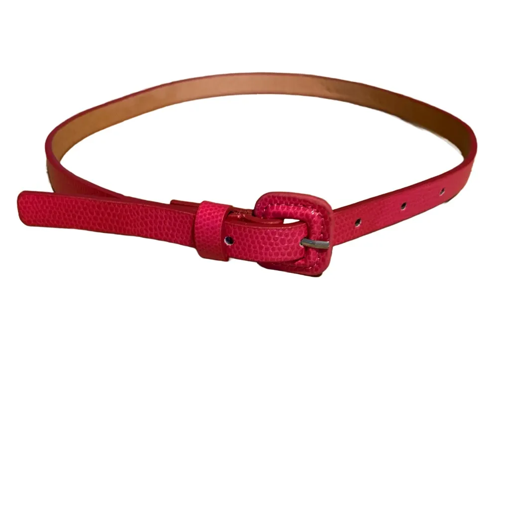 PINK SNAKESKIN EMBOSSED FAUX LEATHER FASHION BELT (XS) - Image 3