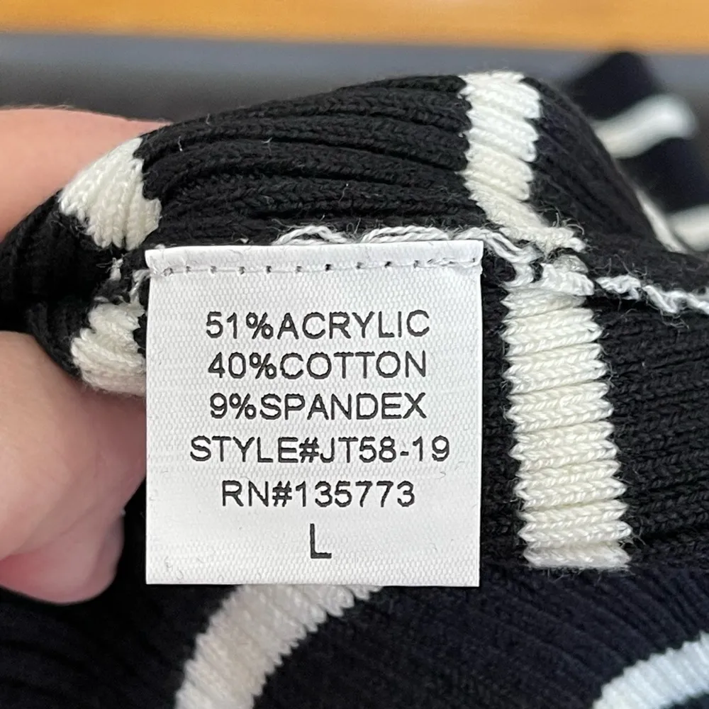 Olivaceous long sleeve striped sweater new with tags cut outs size L NWT Black Size L - Image 6