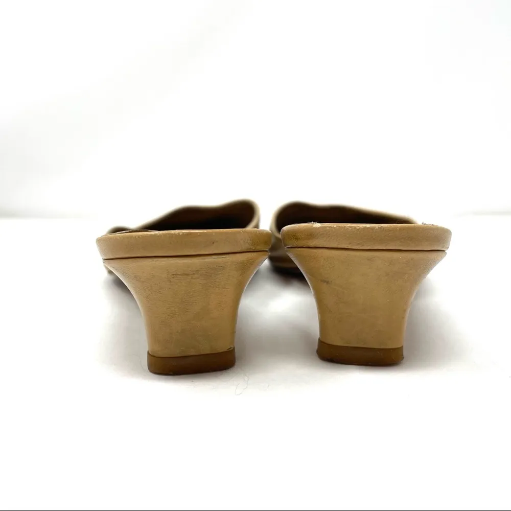 mustard colored leather mules, made in Italy, size 7.5 - Image 8