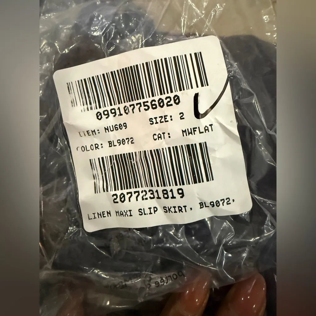 Madewell Linen Maxi Slip Skirt Navy Blue Size 2 Bias Cut Elastic Waist - Image 7