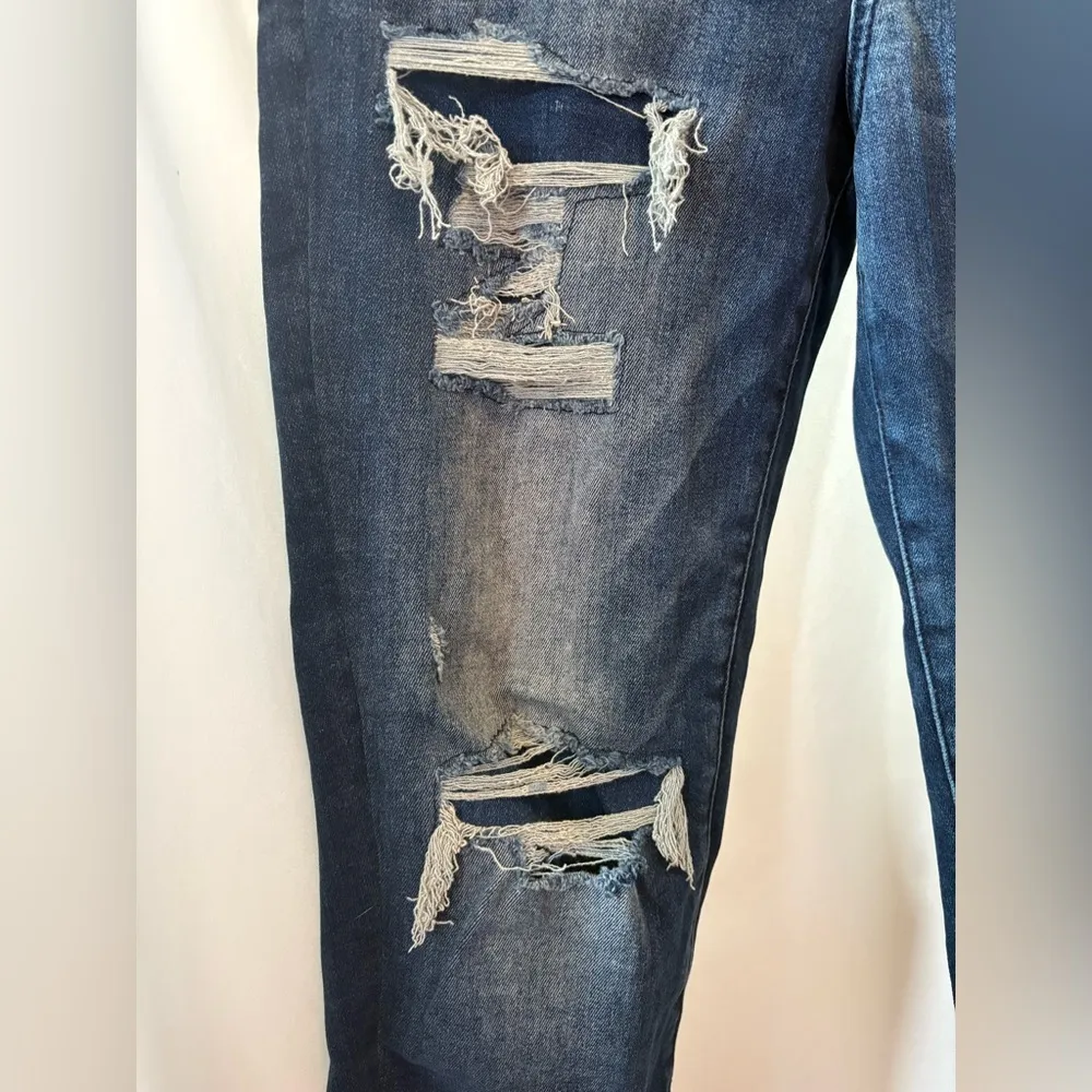 American Eagle Jeans Next Level Stretch High Rise Distressed Dark Wash Denim 8Rg - Image 2