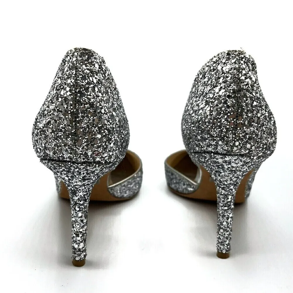 Badgley Mischka Daisy II Glitter Heels Women’s Size 6 Gray Stiletto Pointed Toe - Image 6