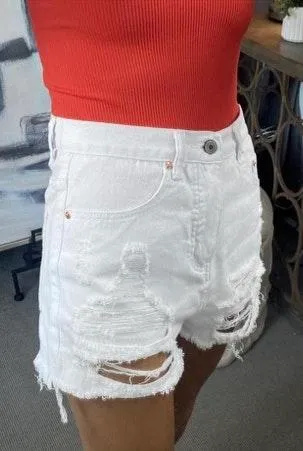 Boutique High Waisted White Shorts - Image 2