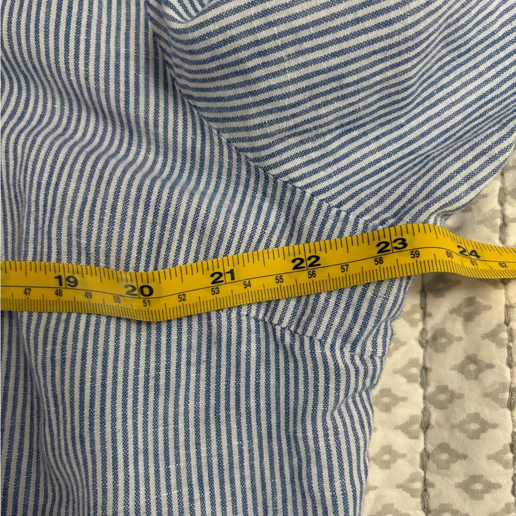 Dalia Collection Navy Pinstripe Linen Cotton Casual Shirt Size XL EUC - Image 4