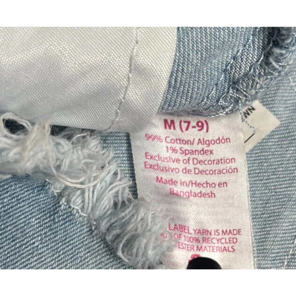 NEW No Boundaries Juniors Embroidered Flower Denim Bib Overall Shorts Size M 7/9 - Image 8