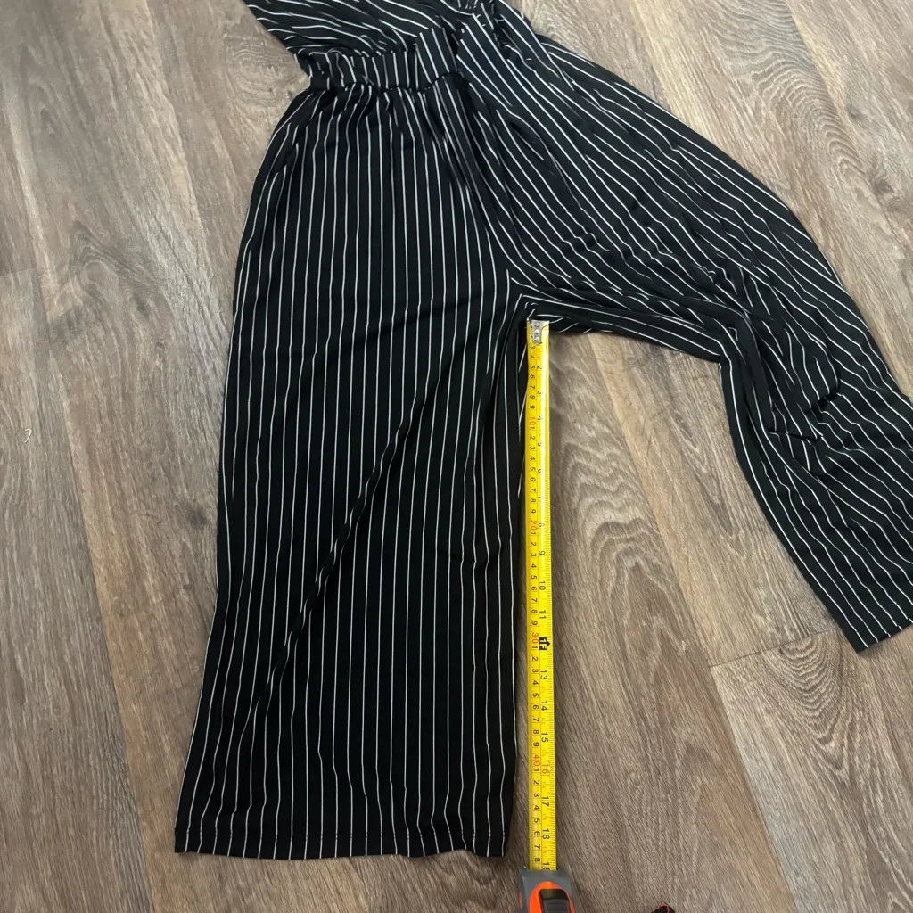 Kaileigh Rica Knot Crop Jumpsuit Black & White Pinstripe – Small - Image 6