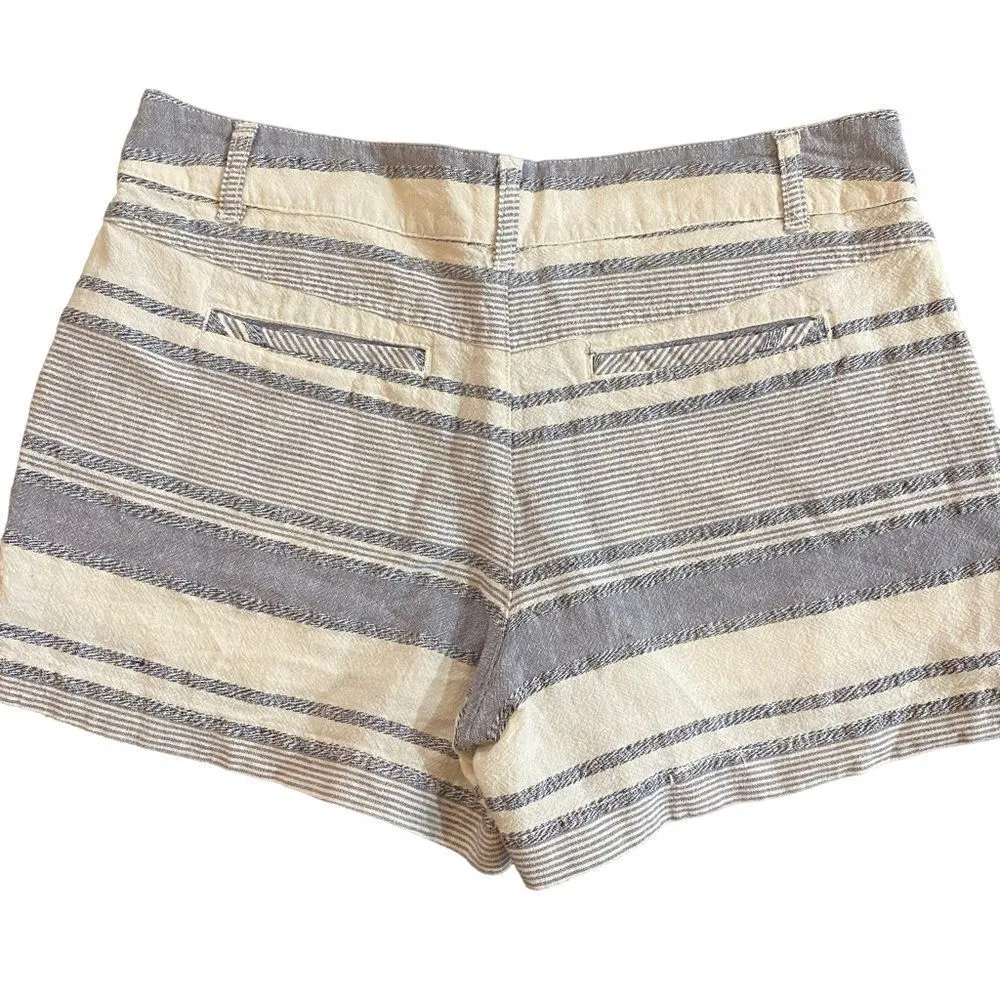 Artisan NY shorts blue white striped size 4 linen blend pockets - Image 3