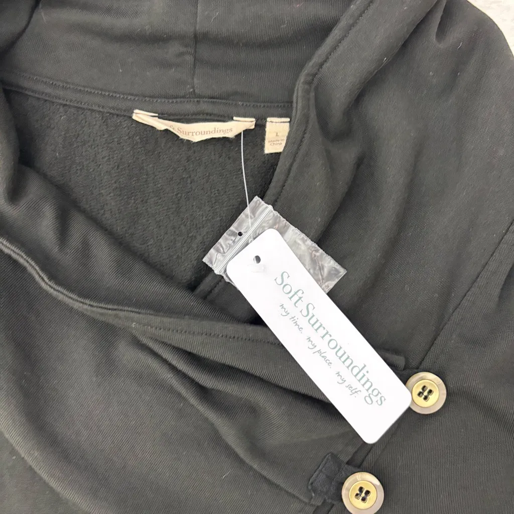 Soft Surroundings West Minister Tunic Sweatshirt Black Buttoned Size L - Image 6