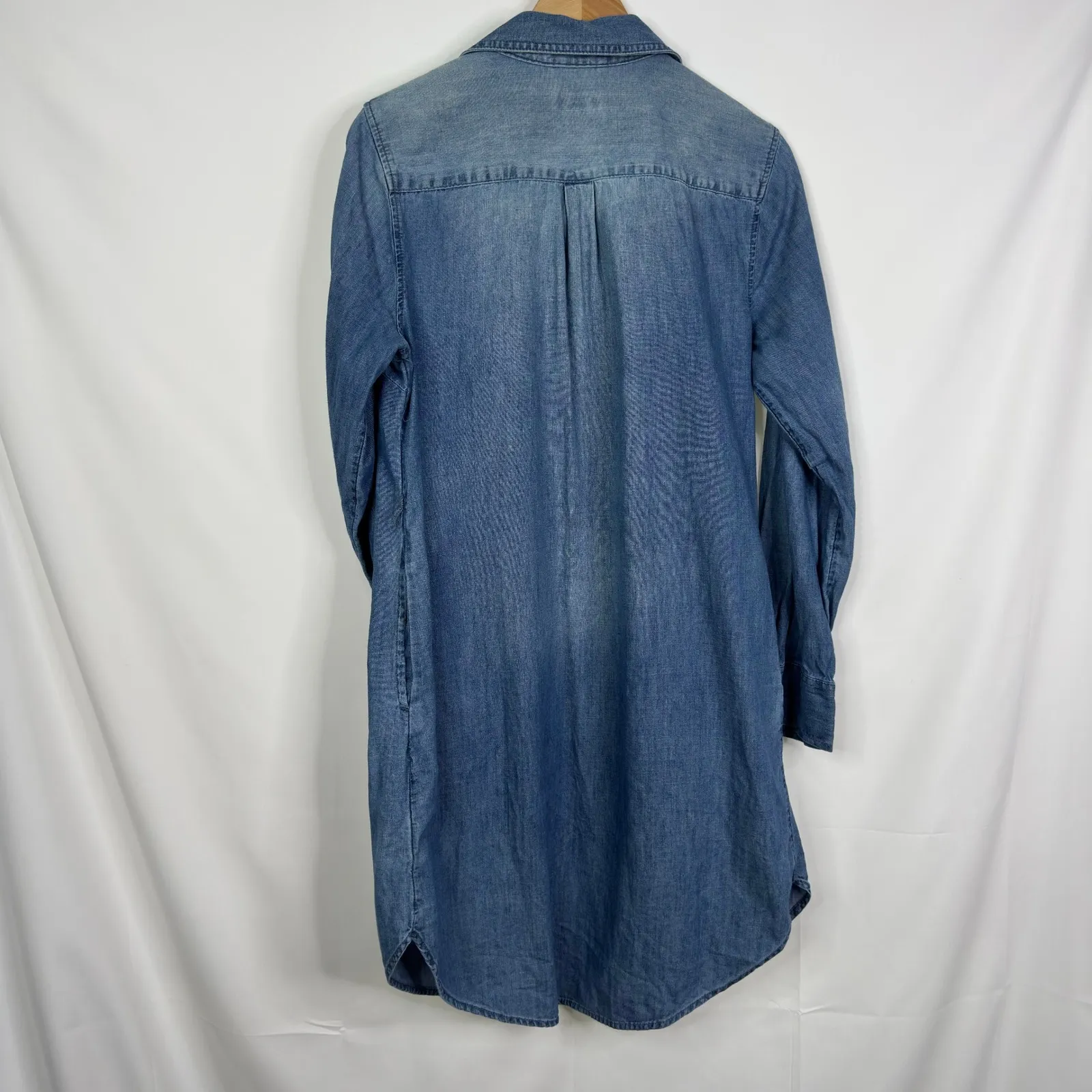 Merona Women Blue Denim Jean Shirt Dress Long Sleeve Button Up Size M NO BELT! - Image 5